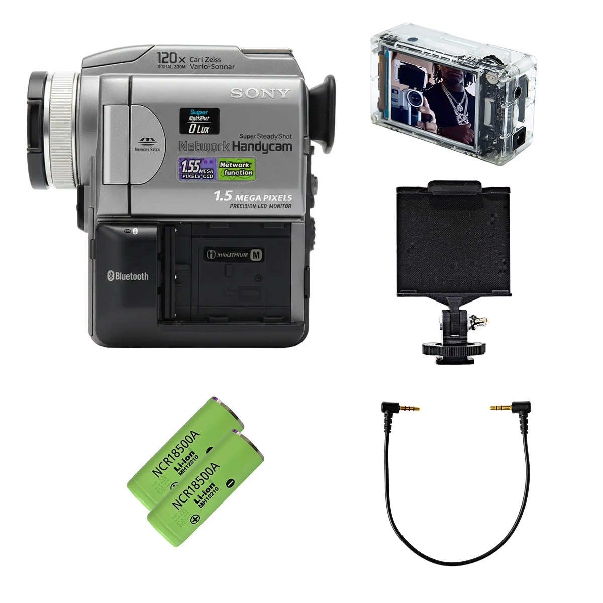Conjunto completo de videocámara sin cinta (Sony DCR-PC120E + INVIZ PowerPlay) – Lista para grabar (sin batería ni cargador)