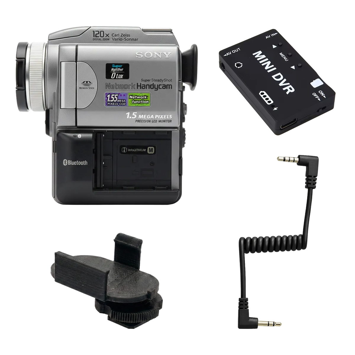 Juego completo de videocámara sin cinta (Sony DCR-PC120 + MiniDVR) – Lista para grabar (sin batería ni cargador)