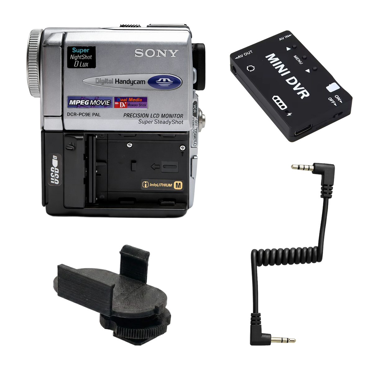 Kit completo de videocámara sin cinta (Sony DCR-PC9E + MiniDVR) – Lista para grabar (sin batería ni cargador)