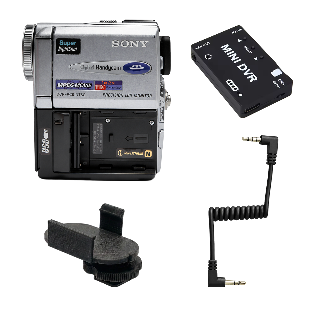 Set completo de videocámara sin cinta (Sony DCR-PC9 JAPÓN + MiniDVR) – Lista para grabar (sin batería ni cargador)